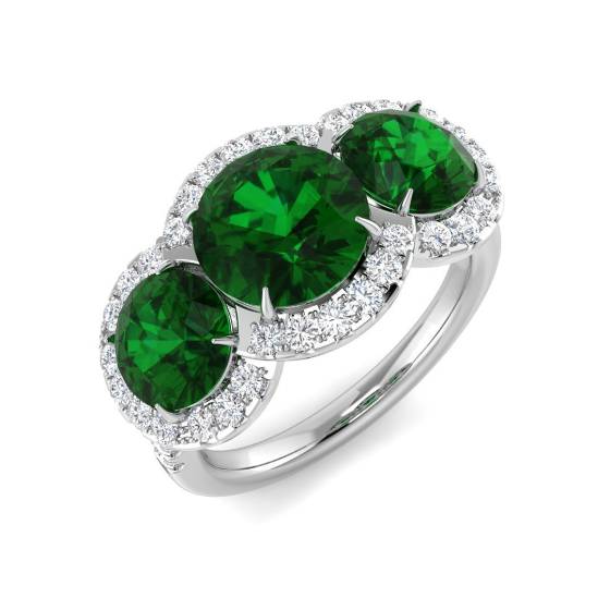 4.30ct SI2/G Round cut Emerald Gemstone Ring in Platinum