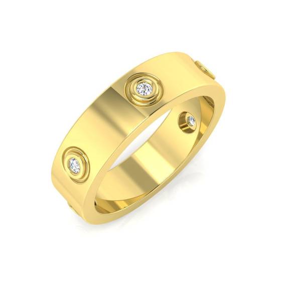 0.11ct SI2/G Round cut Diamond Half Eternity Ring in 9k Yellow Gold