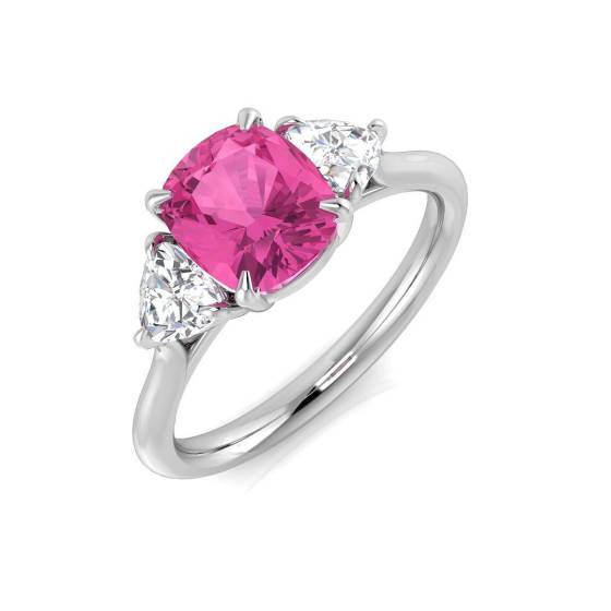 2.53ct SI1/G Oval cut Pink Sapphire Gemstone Ring in Platinum