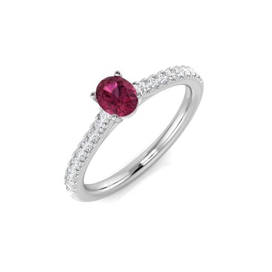 0.55ct SI2/G Oval cut Pink Tourmaline Gemstone Ring in Platinum