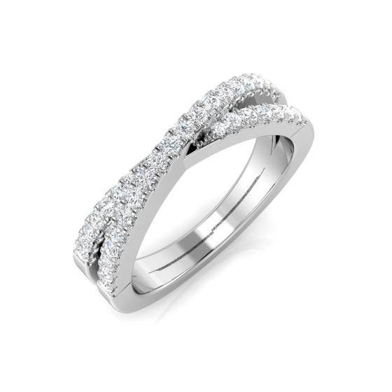 0.30ct SI2/G Round cut Diamond Pave Ring in 9k White Gold