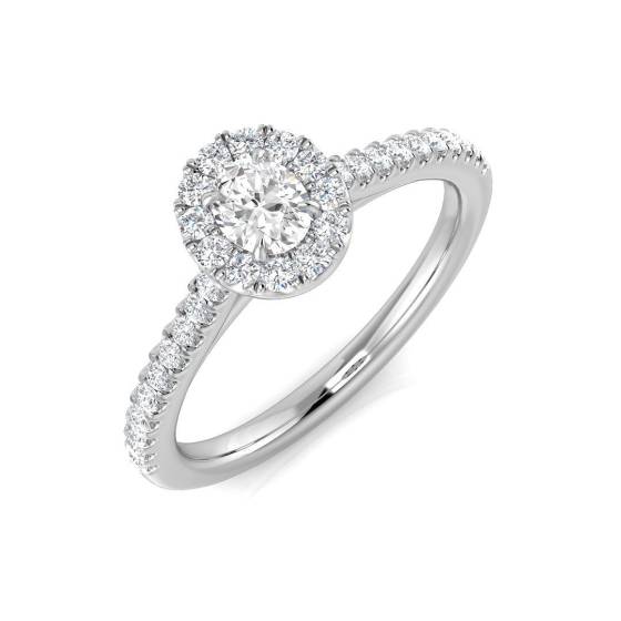 0.40ct SI2/G Oval cut Diamond Halo Ring in Platinum