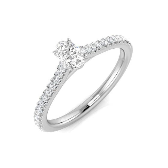 0.41ct SI2/G Oval cut Shoulder Set Engagement Ring in Platinum