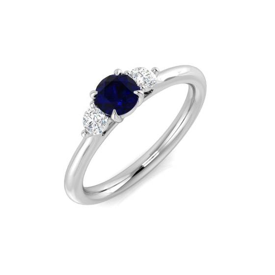 0.60ct SI2/G Round cut Blue Sapphire Gemstone Ring in Platinum