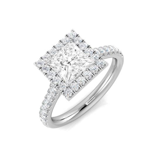 0.42ct SI1/G Princess cut Diamond Halo Ring in Platinum