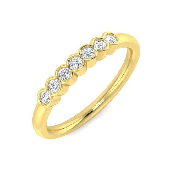 0.19ct I1/G Round cut 7 Stone Diamond Ring in 9k Yellow Gold