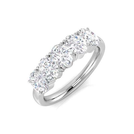 1.53ct SI2/G Oval cut Diamond 5 Stone Ring in Platinum