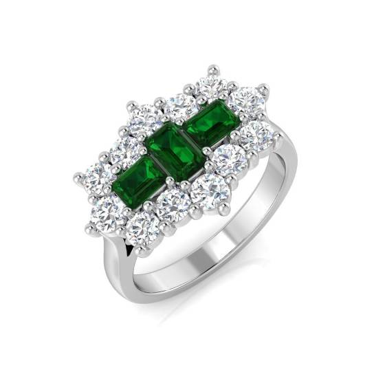 2.14ct SI2/G Emerald cut Green Emerald Gemstone Ring in Platinum