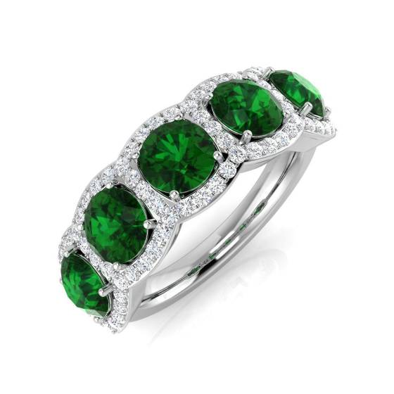 2.78ct SI2/G Round cut Green Emerald Gemstone Ring in Platinum