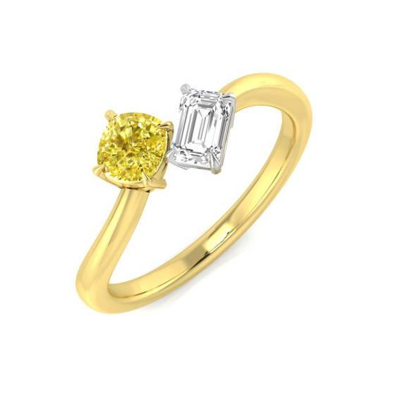 0.55ct SI2/G Cushion cut Diamond 2 Stone Ring in Platinum