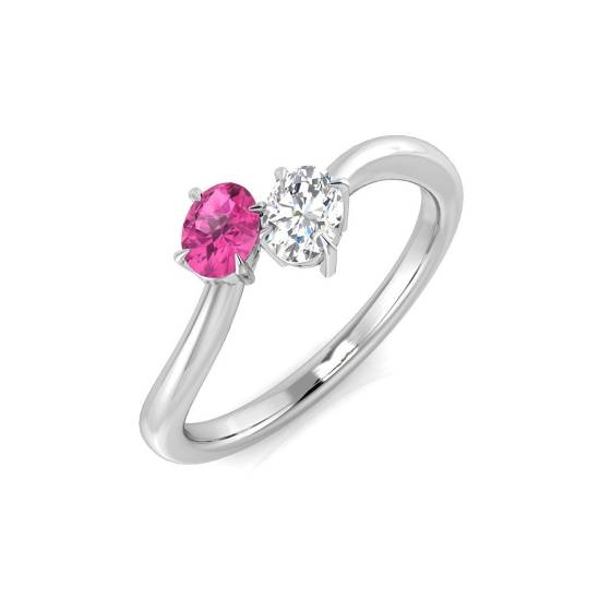 0.31ct SI1/G Oval cut Pink Sapphire Gemstone Ring in Platinum