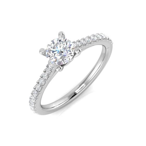 0.54ct SI2/G Round cut Shoulder Set Engagement Ring in 9k White Gold