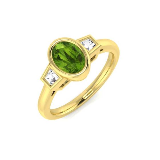 1.01ct SI2/G Oval cut Peridot Gemstone Ring in 9k Yellow Gold