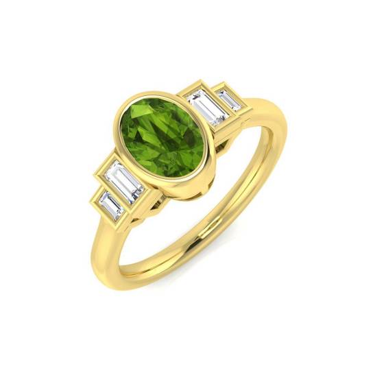 1.14ct SI2/G Oval cut Peridot Gemstone Ring in 9k Yellow Gold