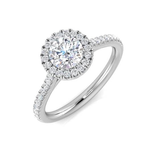 2.05ct SI1/G Round cut Diamond Halo Ring in Platinum