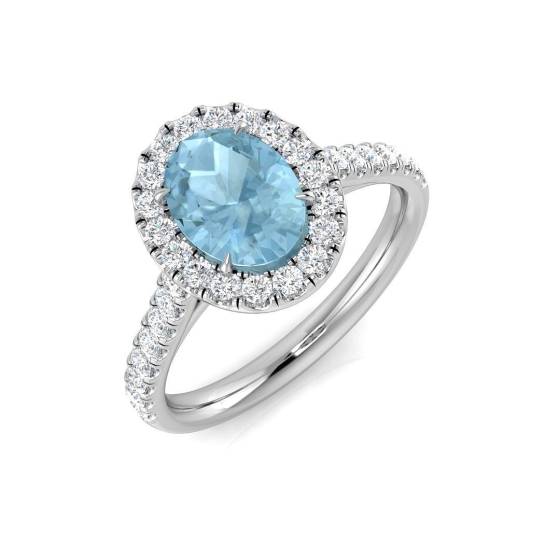 1.75ct SI2/G Oval cut Aquamarine Gemstone Ring in Platinum