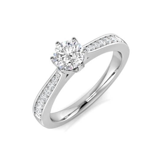 0.54ct SI2/G Round cut Shoulder Set Engagement Ring in 9k White Gold