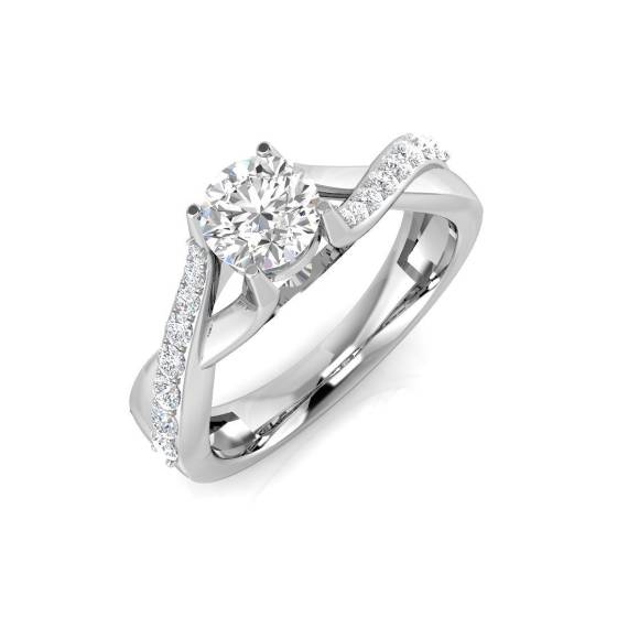 0.55ct I1/G Round cut Shoulder Set Engagement Ring in 9k White Gold