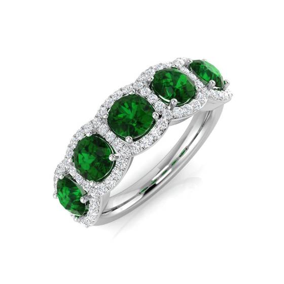 2.11ct SI2/G Round cut Green Emerald Gemstone Ring in Platinum