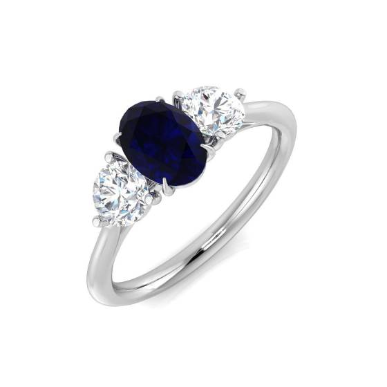 1.10ct SI2/G Oval cut Blue Sapphire Gemstone Ring in Platinum