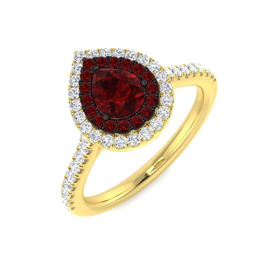 0.81ct SI2/G Pear cut Ruby Gemstone Ring in 18k Yellow Gold