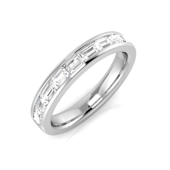 0.79ct SI2/G Baguette cut Diamond Half Eternity Ring in Platinum