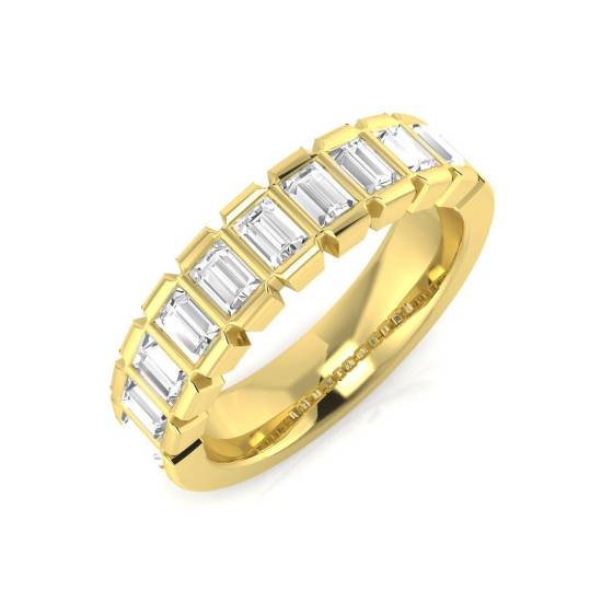 0.79ct SI1/G Baguette cut Diamond Half Eternity Ring in 18k Yellow Gold