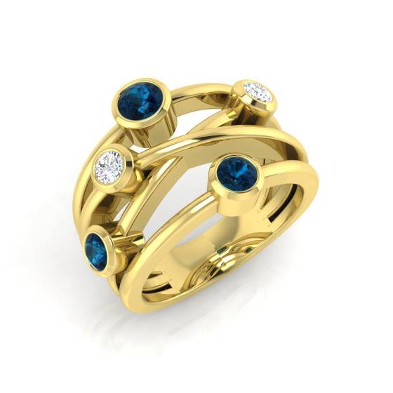 0.92ct SI2/G Round cut Blue Topaz Gemstone Ring in 9k Yellow Gold