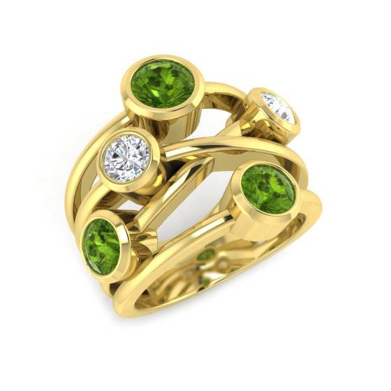 2.58ct SI2/G Round cut Peridot Gemstone Ring in 9k Yellow Gold