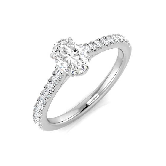 0.74ct SI1/G Oval cut Shoulder Set Engagement Ring in Platinum