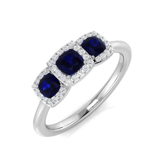 0.79ct SI1/G Cushion cut Blue Sapphire Gemstone Ring in Platinum