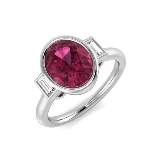 1.85ct SI2/G Oval cut Pink Tourmaline Gemstone Ring in Platinum