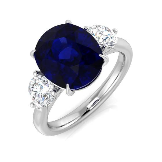 5.17ct SI1/G Oval cut Blue Sapphire Gemstone Ring in Platinum