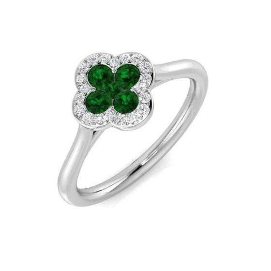 0.31ct SI2/G Round cut Green Emerald Gemstone Ring in Platinum