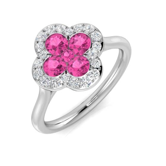 0.88ct SI2/G Round cut Pink Sapphire Gemstone Ring in Platinum