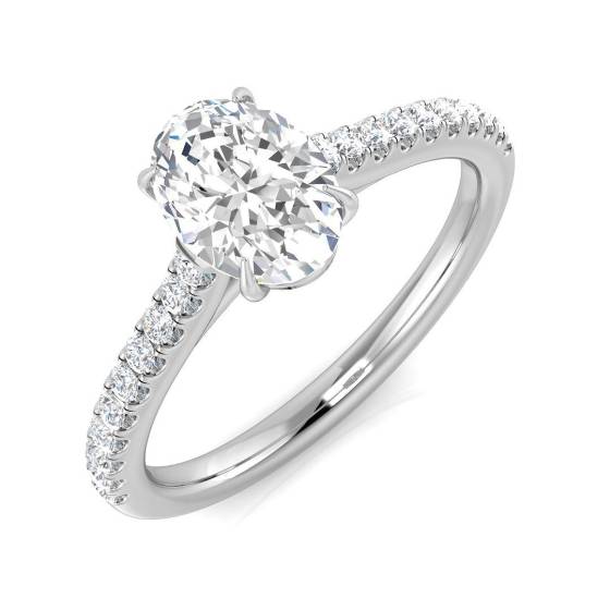 0.97ct SI1/G Oval cut Shoulder Set Engagement Ring in Platinum