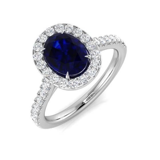 1.88ct SI1/G Oval cut Blue Sapphire Gemstone Ring in Platinum