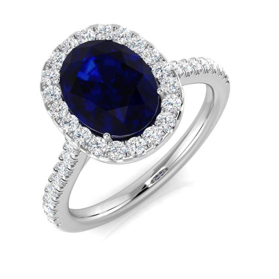 2.18ct SI2/G Oval cut Blue Sapphire Gemstone Ring in Platinum