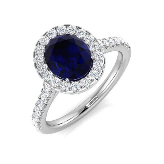 2.35ct SI1/G Oval cut Blue Sapphire Gemstone Ring in Platinum