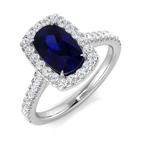 1.86ct SI1/G Cushion cut Blue Sapphire Gemstone Ring in Platinum