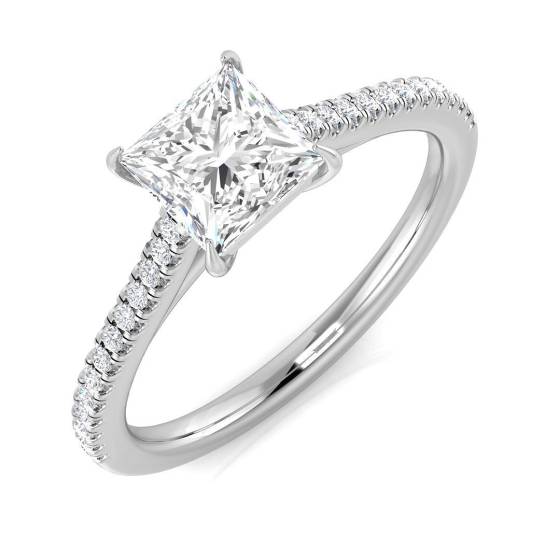 1.05ct SI1/G Princess cut Shoulder Set Engagement Ring in Platinum