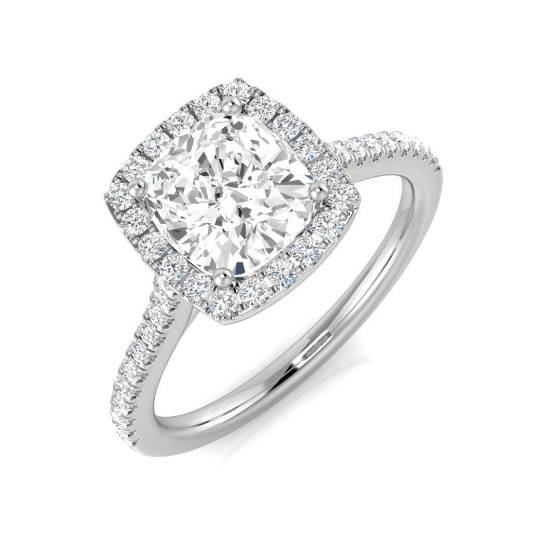 1.76ct SI1/G Cushion cut Diamond Halo Ring in Platinum