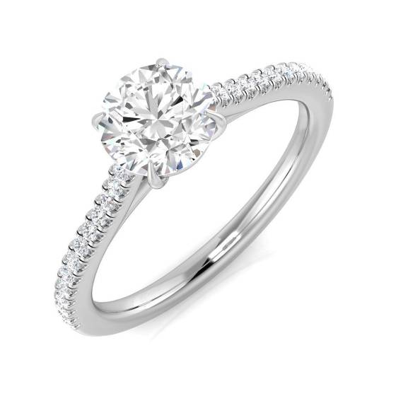 0.89ct SI1/G Round cut Shoulder Set Engagement Ring in Platinum