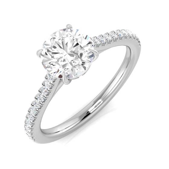 1.12ct SI1/G Round cut Shoulder Set Engagement Ring in Platinum