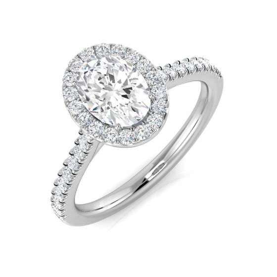 1.00ct SI1/G Oval cut Diamond Halo Ring in Platinum