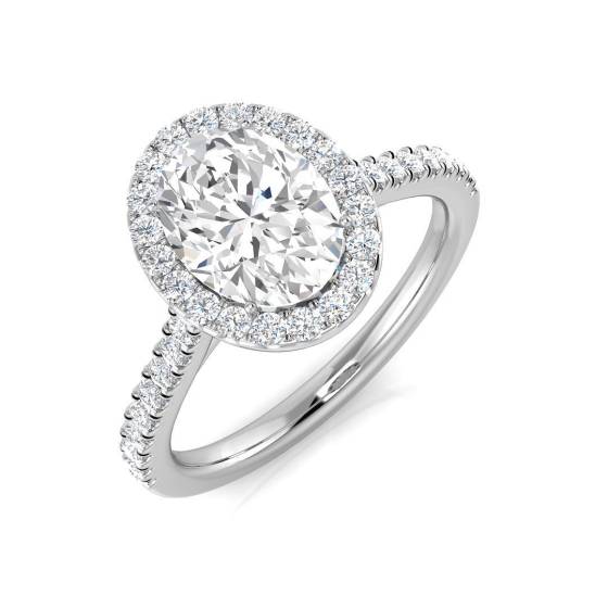 1.80ct SI1/G Oval cut Diamond Halo Ring in Platinum