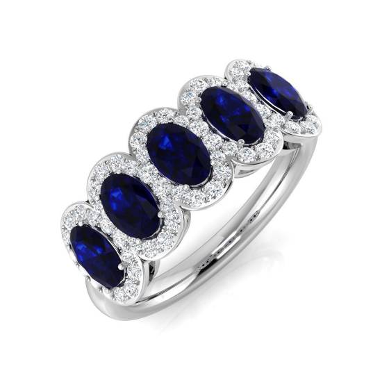 1.90ct SI2/G Oval cut Blue Sapphire Gemstone Ring in Platinum