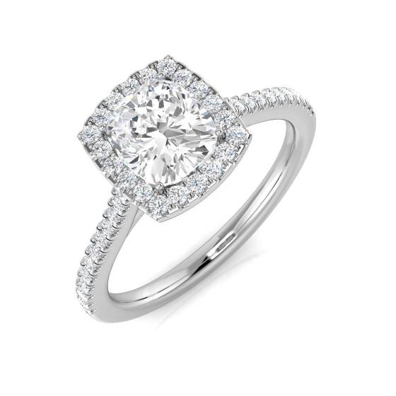 1.21ct SI1/G Cushion cut Diamond Halo Ring in Platinum