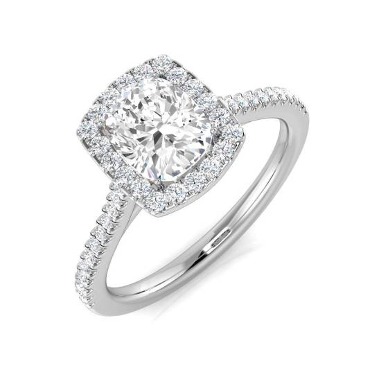 1.21ct SI1/G Cushion cut Diamond Halo Ring in Platinum