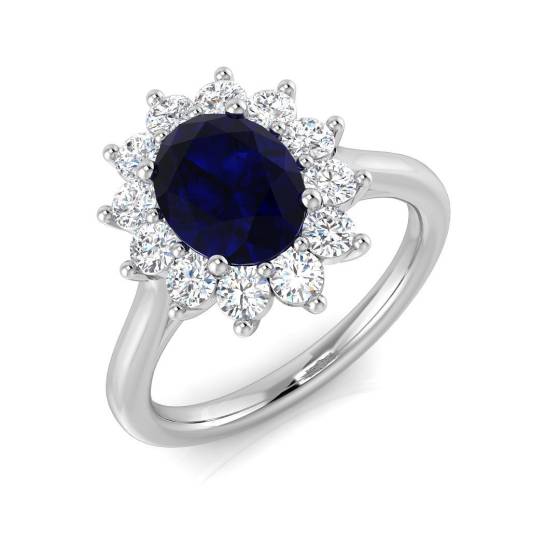 2.35ct SI2/G Oval cut Blue Sapphire Gemstone Ring in Platinum